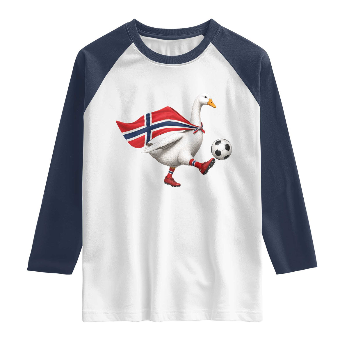 Norway Soccer Goose Raglan Shirt Norwegian Flag Patriotic Football Fan Graphic