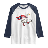 Norway Soccer Goose Raglan Shirt Norwegian Flag Patriotic Football Fan Graphic