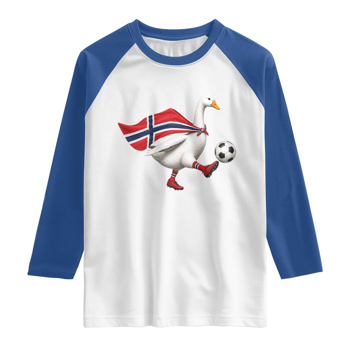 Norway Soccer Goose Raglan Shirt Norwegian Flag Patriotic Football Fan Graphic