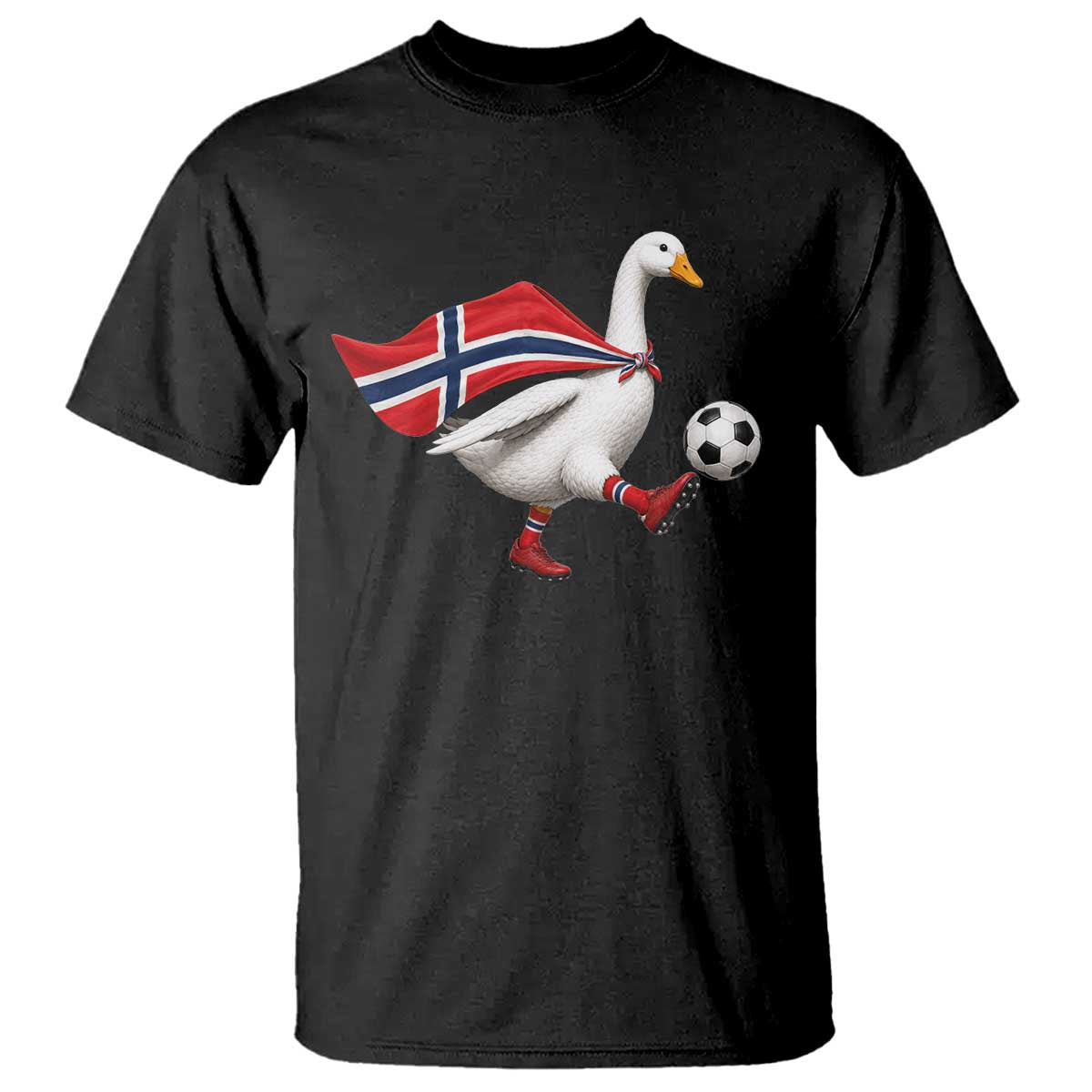 Norway Soccer Goose T Shirt Norwegian Flag Patriotic Football Fan Graphic