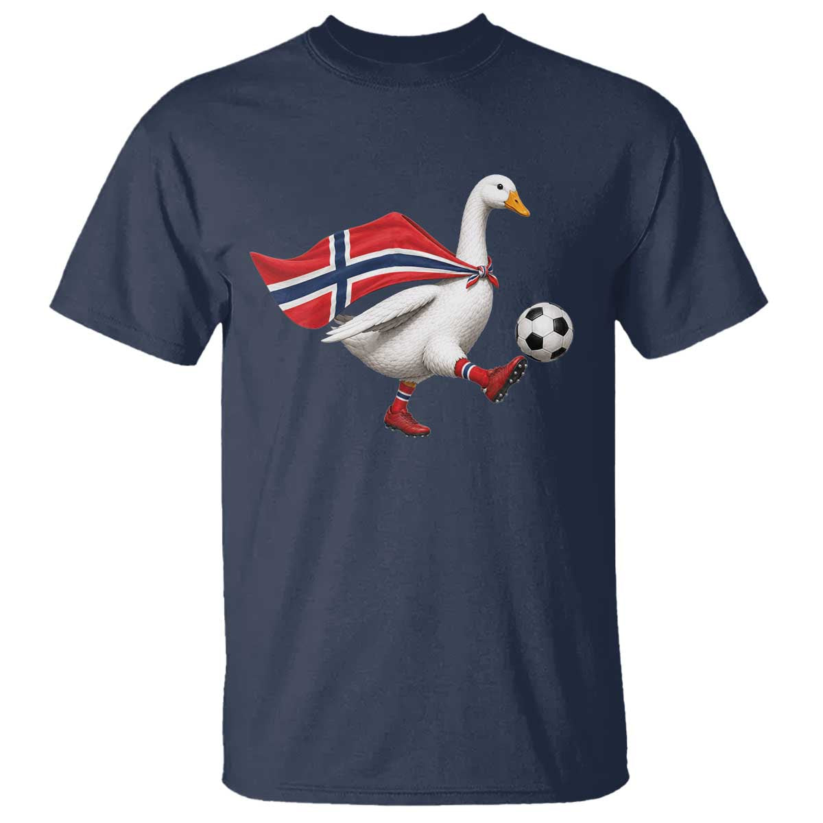 Norway Soccer Goose T Shirt Norwegian Flag Patriotic Football Fan Graphic