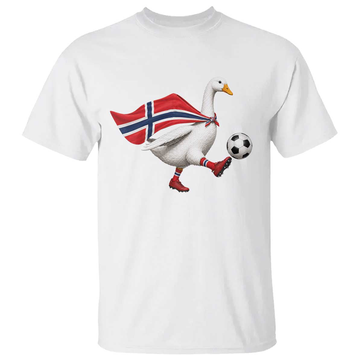 Norway Soccer Goose T Shirt Norwegian Flag Patriotic Football Fan Graphic