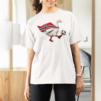 Norway Soccer Goose T Shirt For Women Norwegian Flag Patriotic Football Fan Graphic