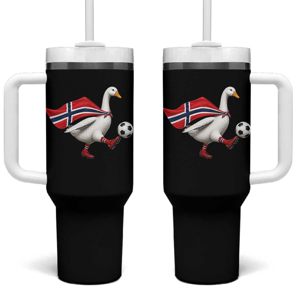 Norway Soccer Goose Tumbler With Handle Norwegian Flag Patriotic Football Fan Graphic