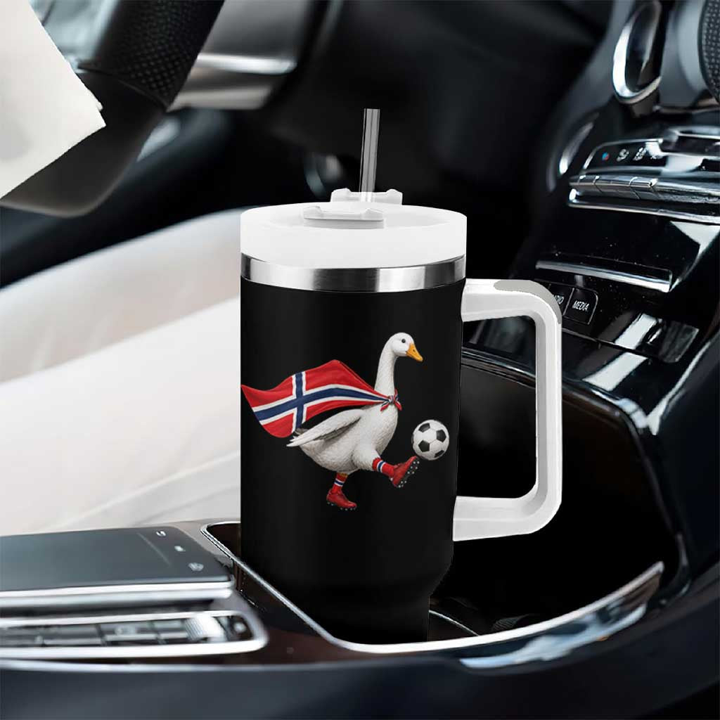 Norway Soccer Goose Tumbler With Handle Norwegian Flag Patriotic Football Fan Graphic