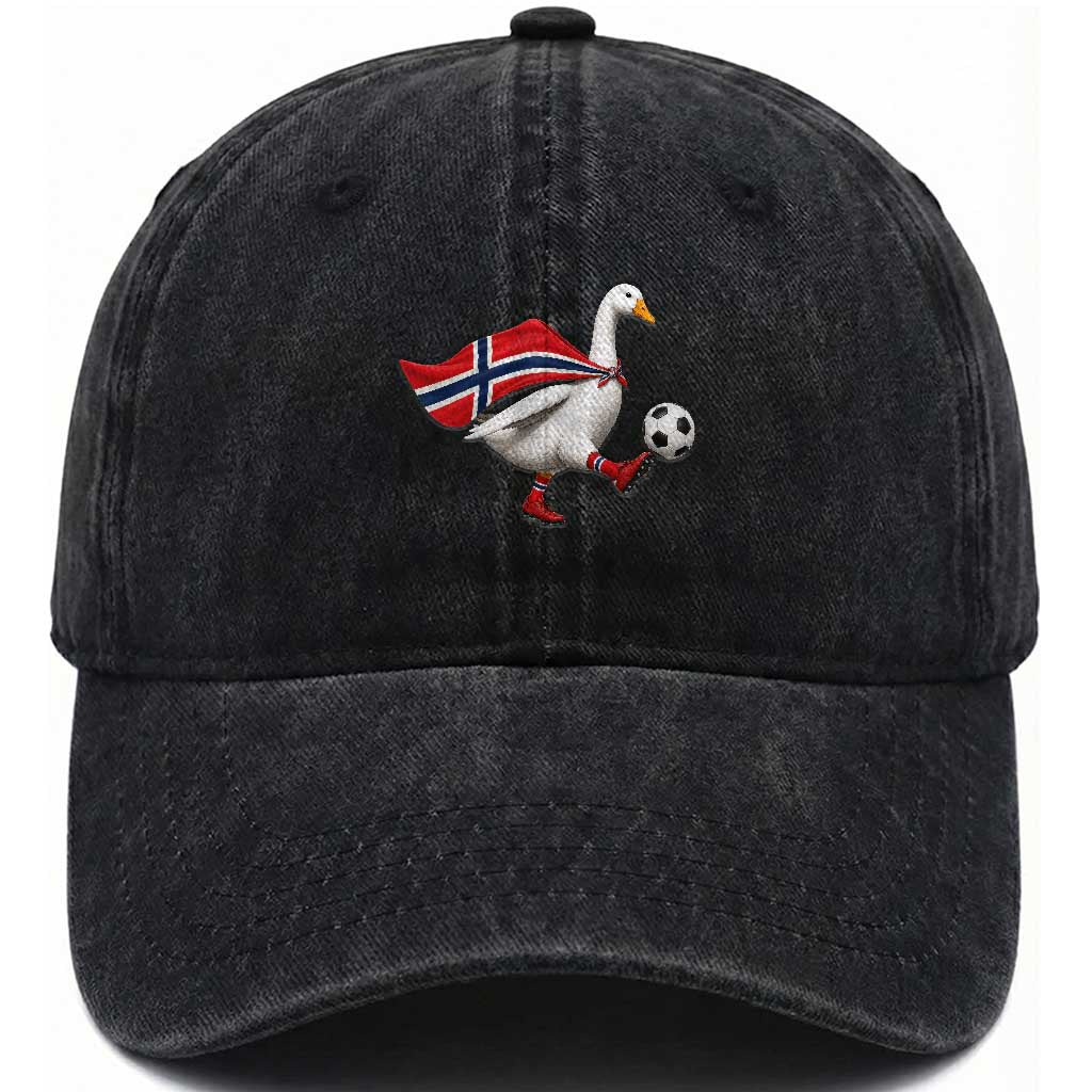 Norway Soccer Goose Washed Cotton Baseball Cap Norwegian Flag Patriotic Football Fan Graphic