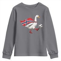 Norway Soccer Goose Youth Sweatshirt Norwegian Flag Patriotic Football Fan Graphic