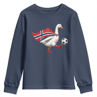 Norway Soccer Goose Youth Sweatshirt Norwegian Flag Patriotic Football Fan Graphic
