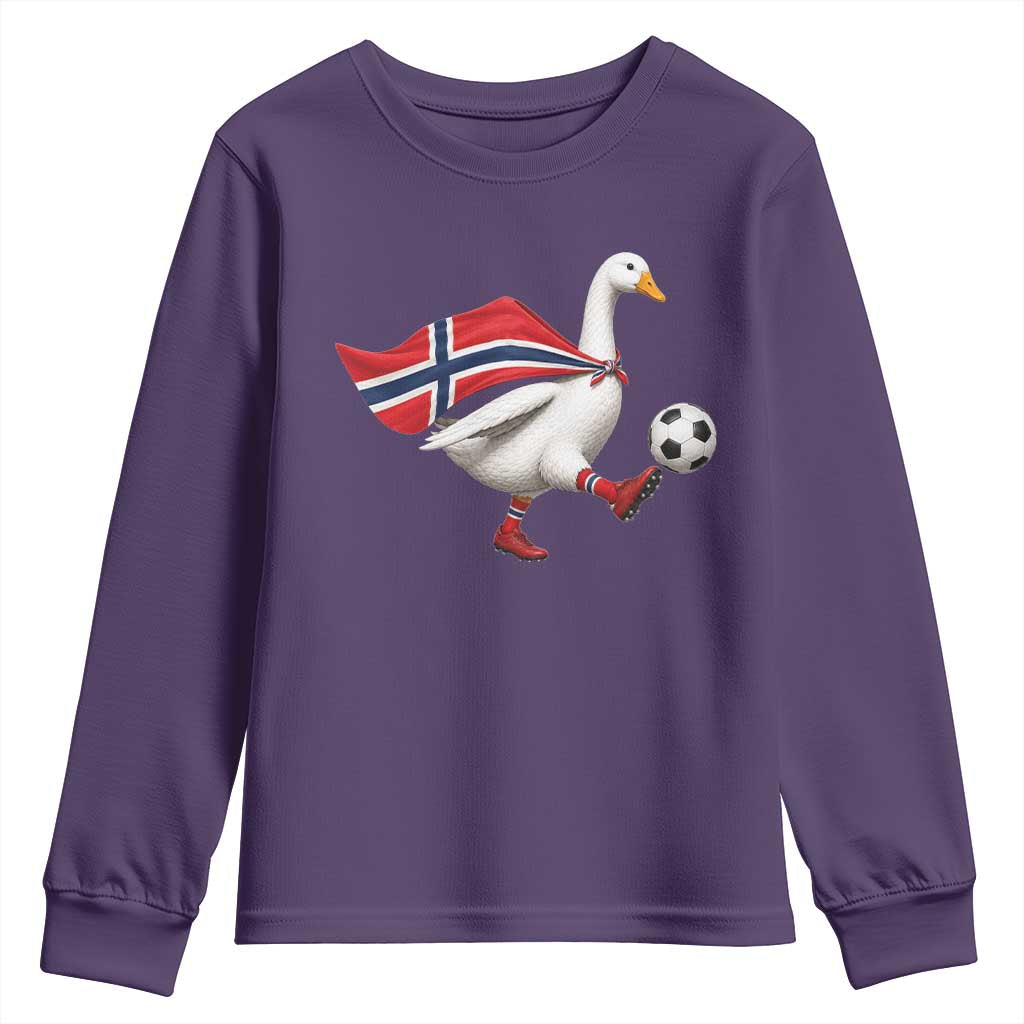 Norway Soccer Goose Youth Sweatshirt Norwegian Flag Patriotic Football Fan Graphic