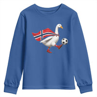Norway Soccer Goose Youth Sweatshirt Norwegian Flag Patriotic Football Fan Graphic