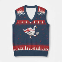 England Soccer Goose V-Neck Knit Sweater Vest Patriotic Football Fan Graphic England Flag