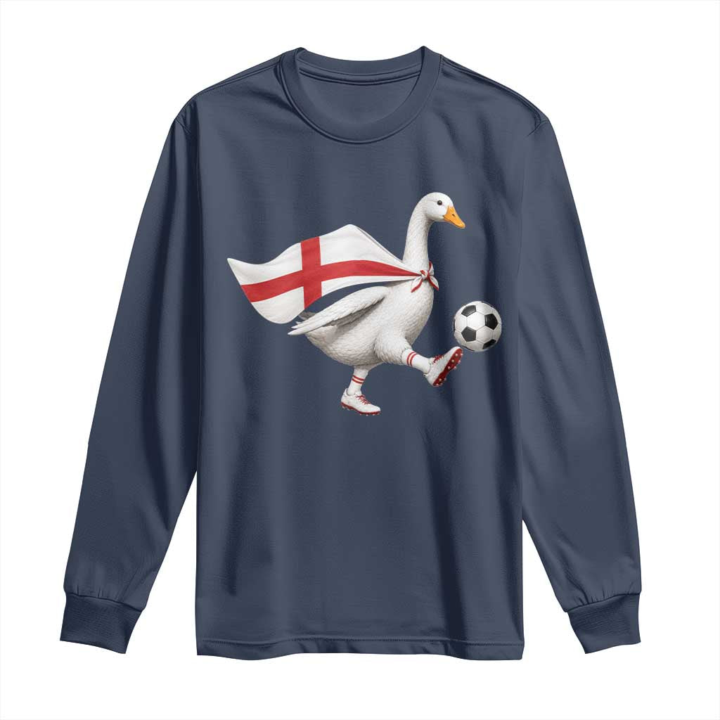 England Soccer Goose Long Sleeve Shirt Patriotic Football Fan Graphic England Flag