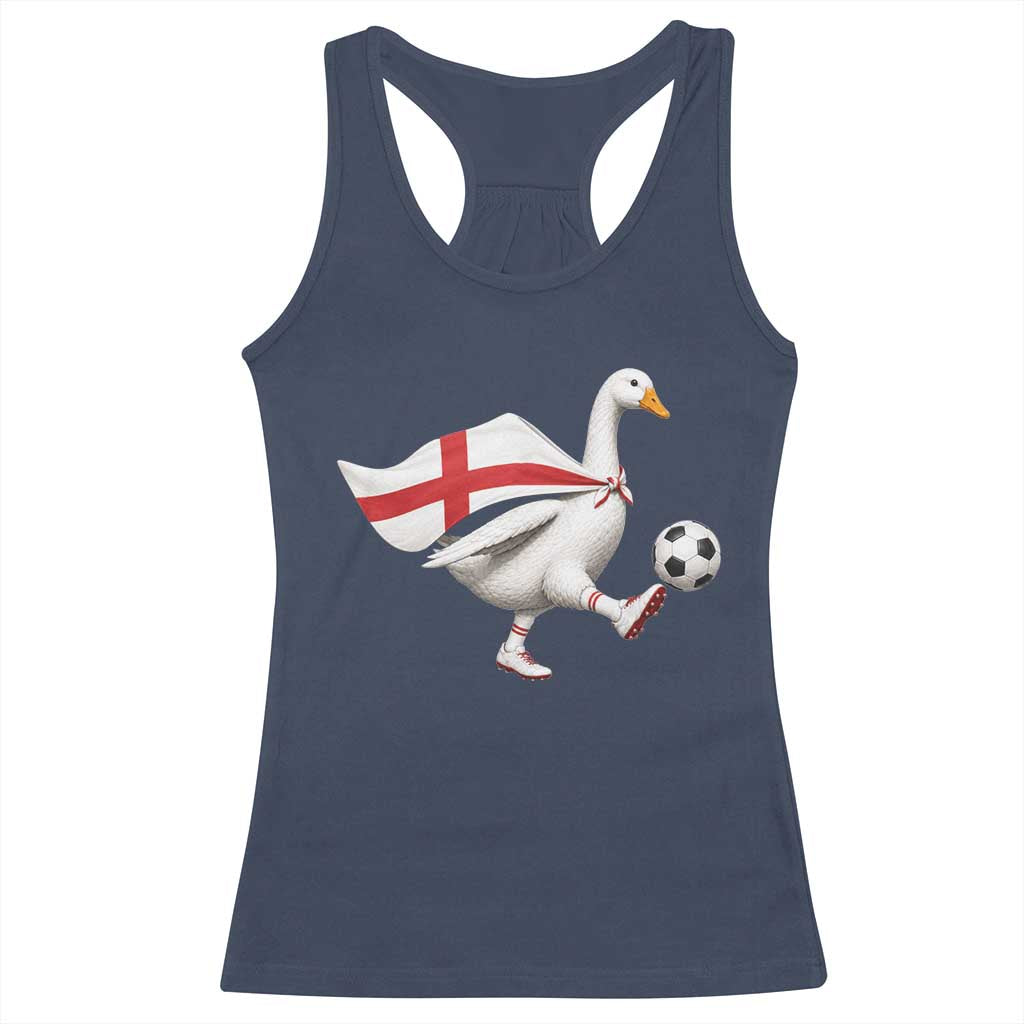 England Soccer Goose Racerback Tank Top Patriotic Football Fan Graphic England Flag