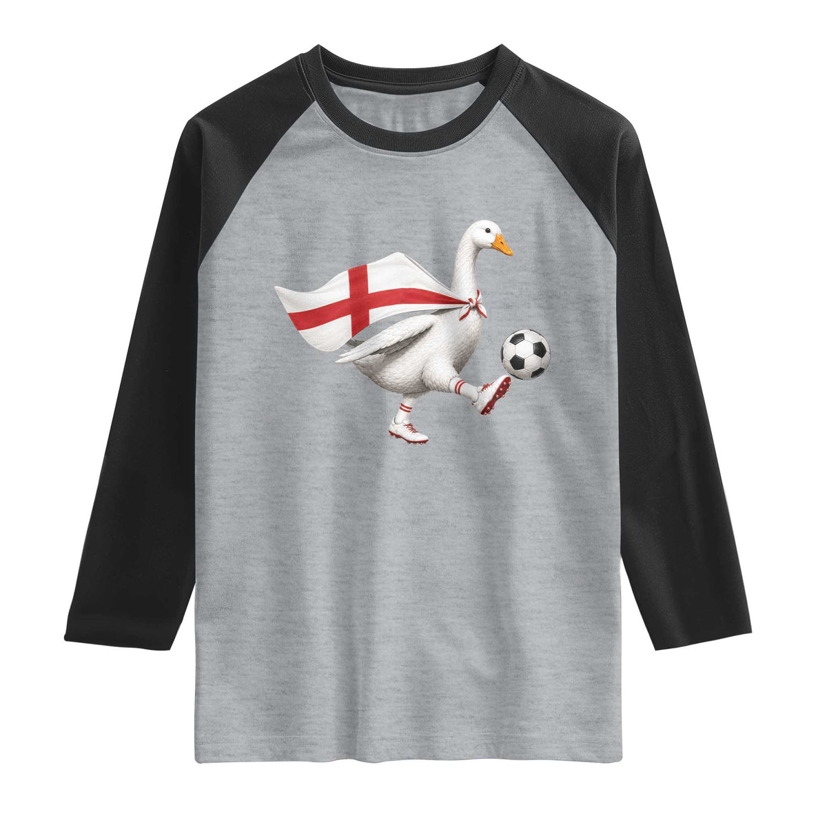 England Soccer Goose Raglan Shirt Patriotic Football Fan Graphic England Flag