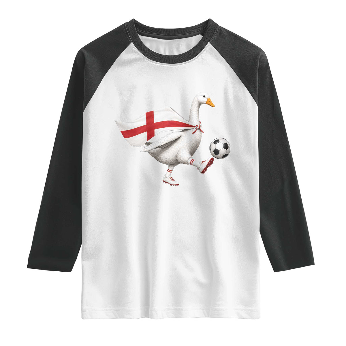 England Soccer Goose Raglan Shirt Patriotic Football Fan Graphic England Flag