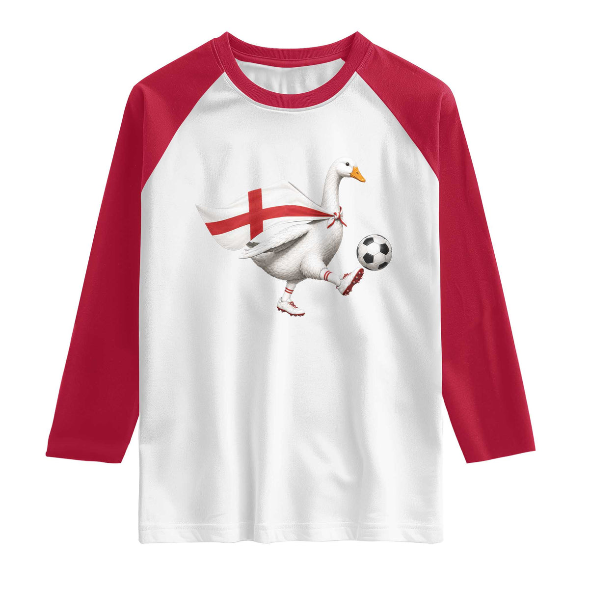 England Soccer Goose Raglan Shirt Patriotic Football Fan Graphic England Flag