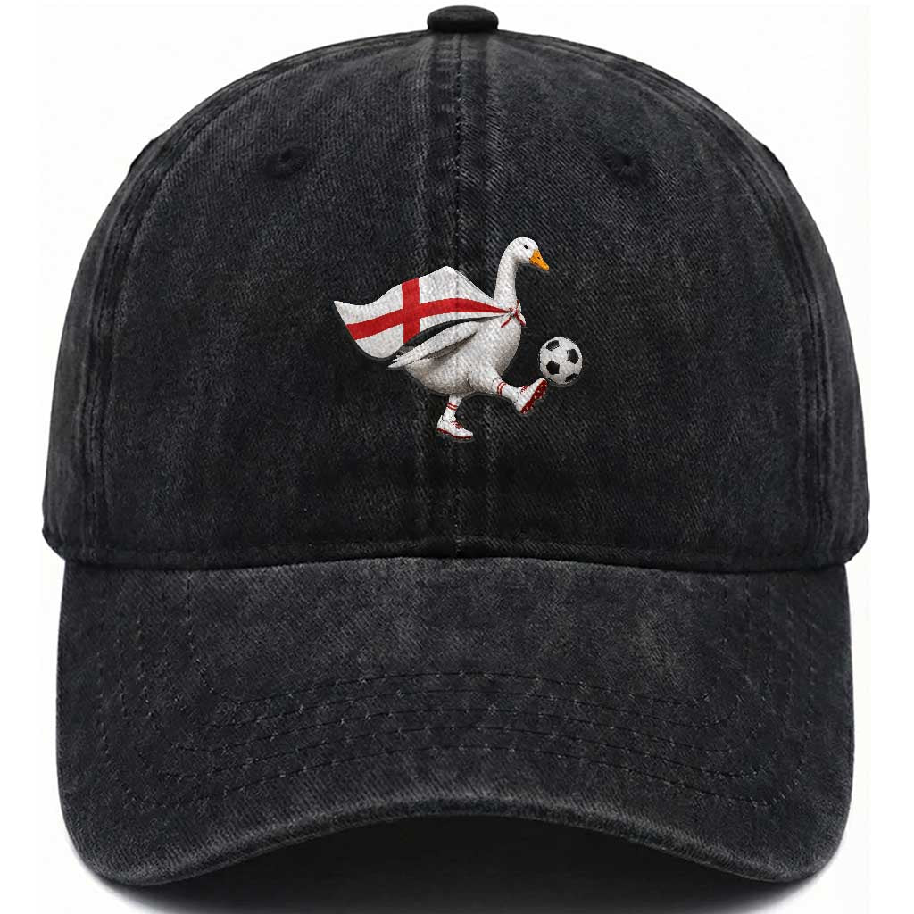 England Soccer Goose Washed Cotton Baseball Cap Patriotic Football Fan Graphic England Flag