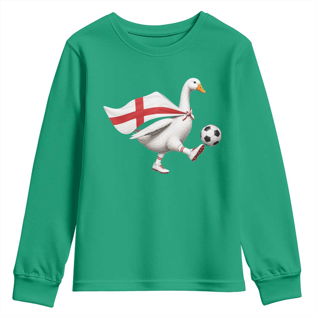 England Soccer Goose Youth Sweatshirt Patriotic Football Fan Graphic England Flag