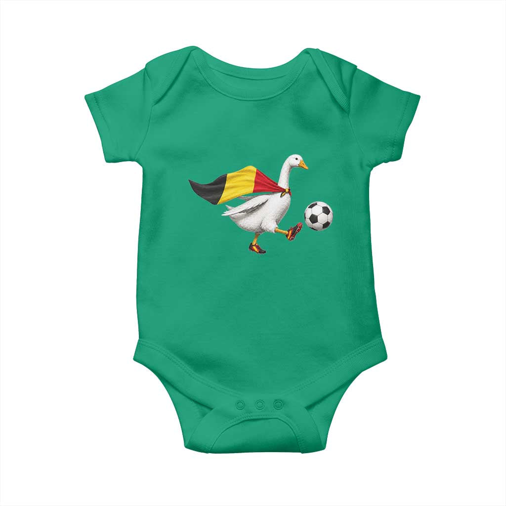 Belgium Soccer Goose Baby Onesie Belgian Flag Patriotic Football Fan Graphic