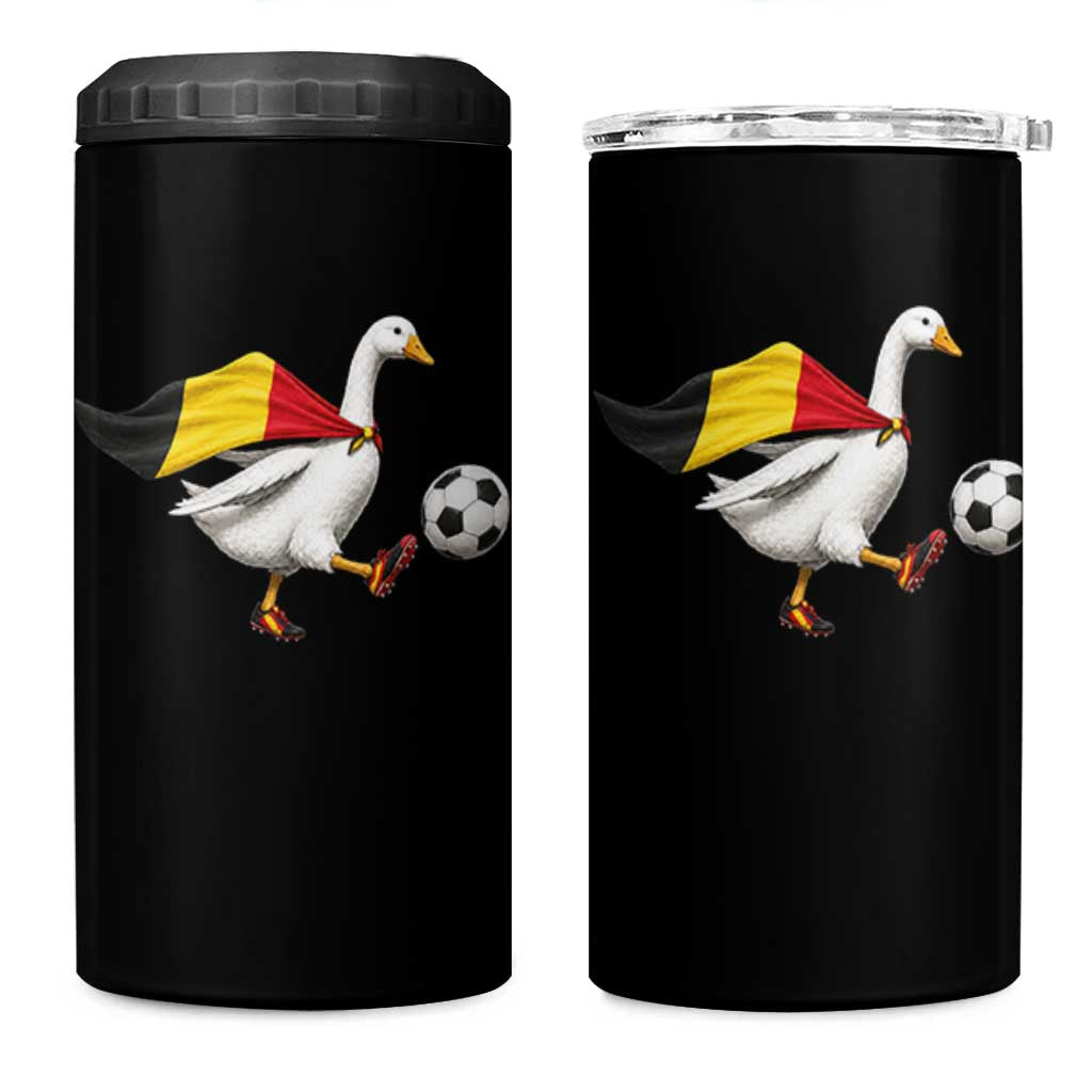 Belgium Soccer Goose 4 in 1 Can Cooler Tumbler Belgian Flag Patriotic Football Fan Graphic