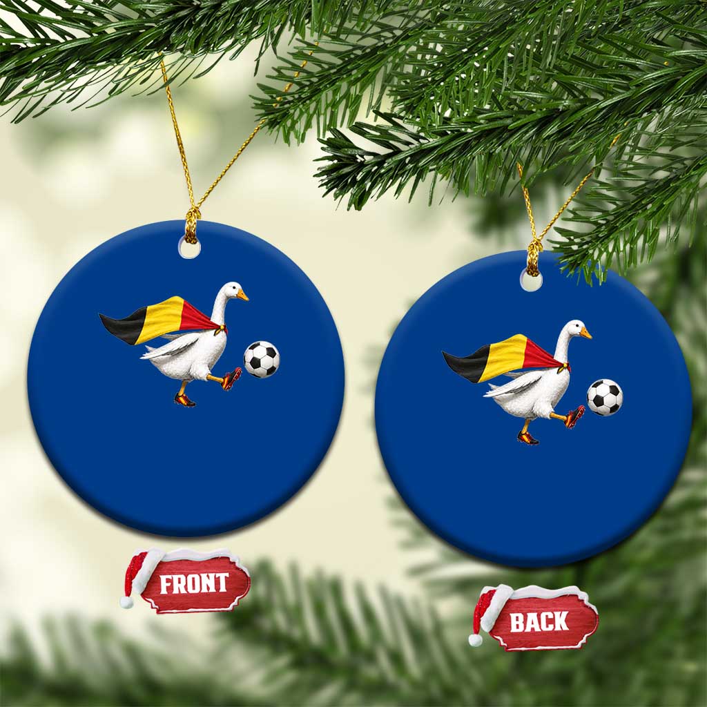 Belgium Soccer Goose Ceramic Ornament Belgian Flag Patriotic Football Fan Graphic