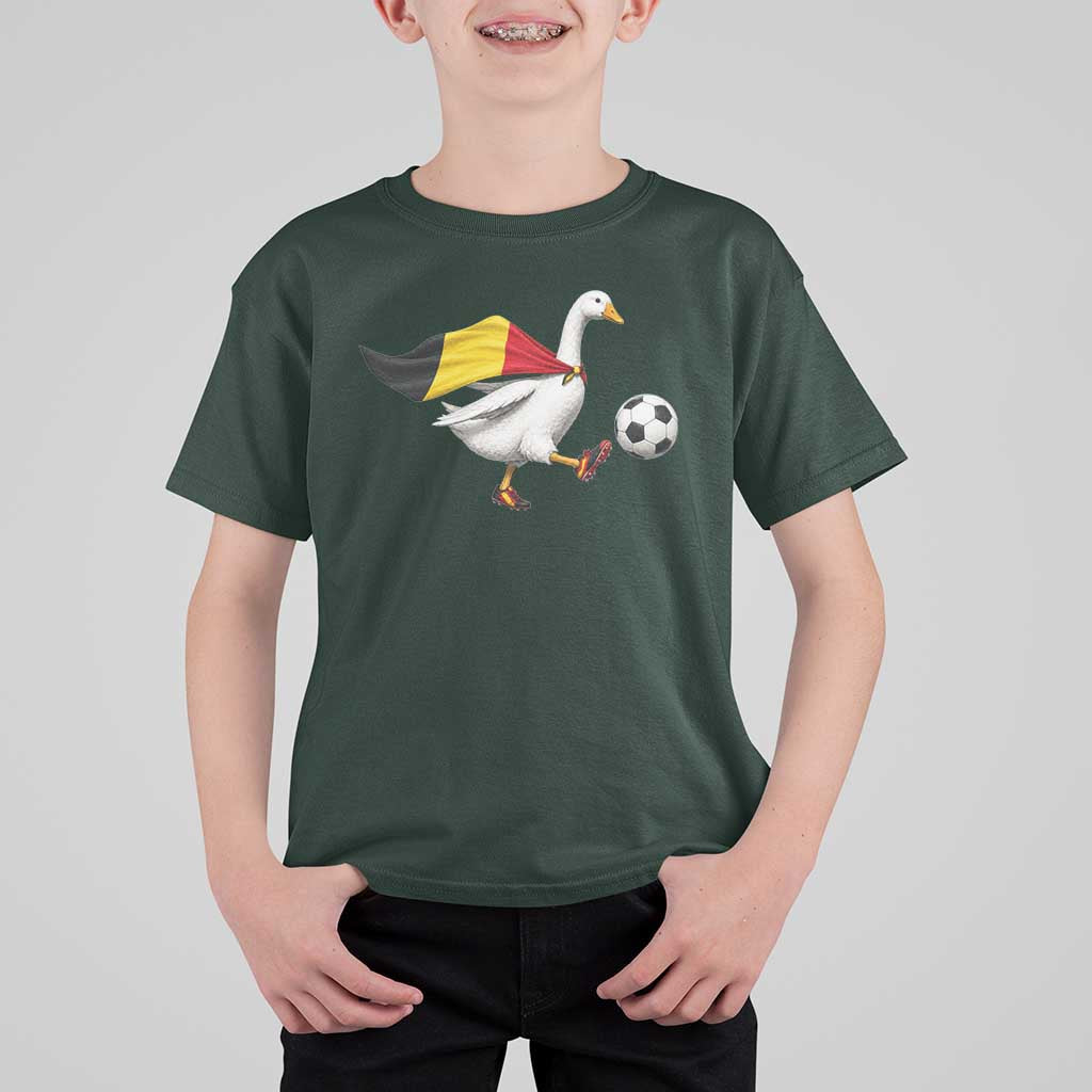 Belgium Soccer Goose T Shirt For Kid Belgian Flag Patriotic Football Fan Graphic