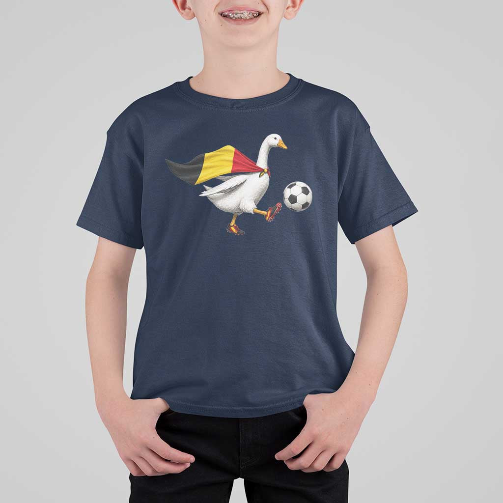 Belgium Soccer Goose T Shirt For Kid Belgian Flag Patriotic Football Fan Graphic