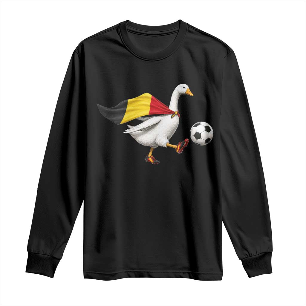 Belgium Soccer Goose Long Sleeve Shirt Belgian Flag Patriotic Football Fan Graphic