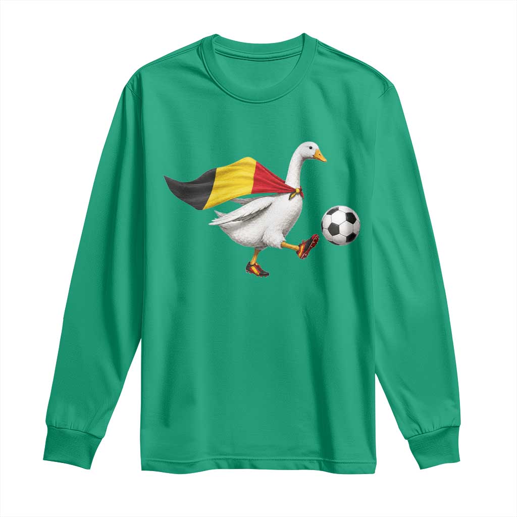 Belgium Soccer Goose Long Sleeve Shirt Belgian Flag Patriotic Football Fan Graphic