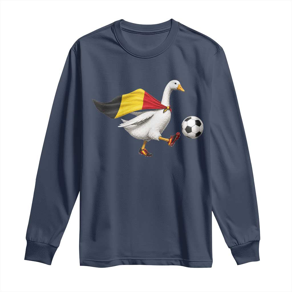 Belgium Soccer Goose Long Sleeve Shirt Belgian Flag Patriotic Football Fan Graphic