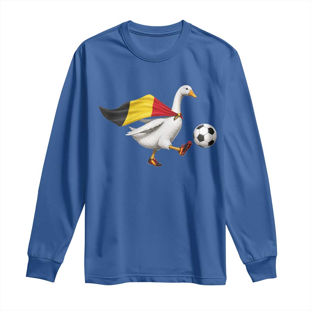 Belgium Soccer Goose Long Sleeve Shirt Belgian Flag Patriotic Football Fan Graphic
