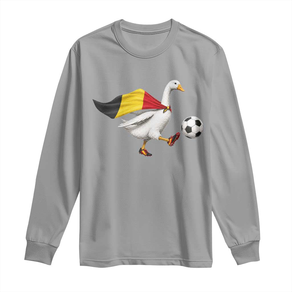 Belgium Soccer Goose Long Sleeve Shirt Belgian Flag Patriotic Football Fan Graphic