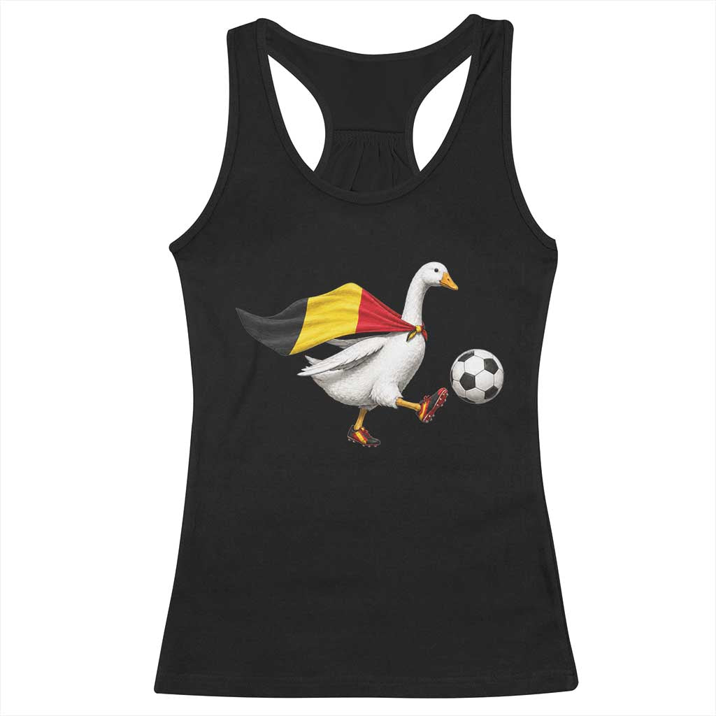 Belgium Soccer Goose Racerback Tank Top Belgian Flag Patriotic Football Fan Graphic