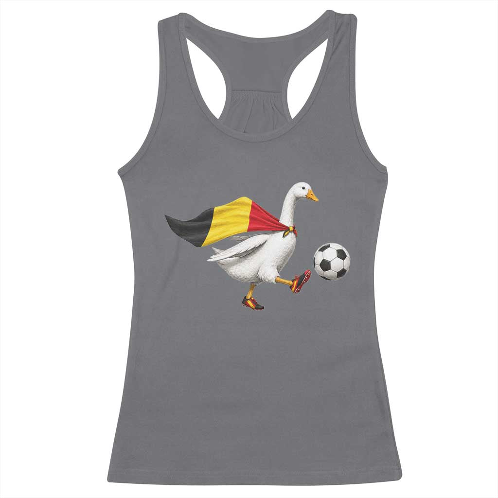Belgium Soccer Goose Racerback Tank Top Belgian Flag Patriotic Football Fan Graphic