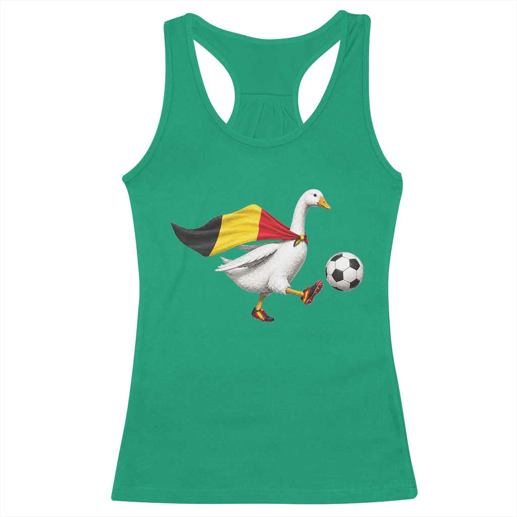 Belgium Soccer Goose Racerback Tank Top Belgian Flag Patriotic Football Fan Graphic