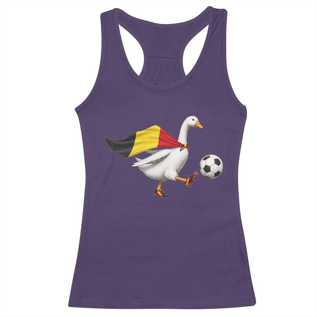 Belgium Soccer Goose Racerback Tank Top Belgian Flag Patriotic Football Fan Graphic