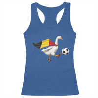 Belgium Soccer Goose Racerback Tank Top Belgian Flag Patriotic Football Fan Graphic