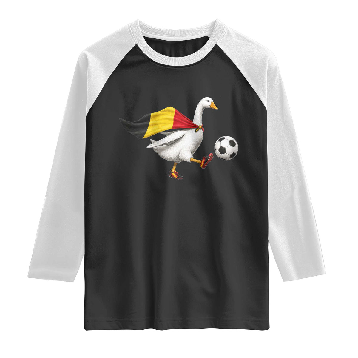 Belgium Soccer Goose Raglan Shirt Belgian Flag Patriotic Football Fan Graphic