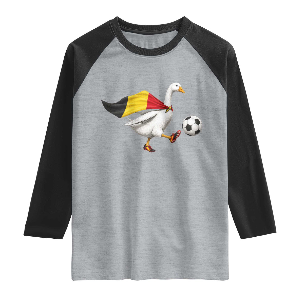Belgium Soccer Goose Raglan Shirt Belgian Flag Patriotic Football Fan Graphic