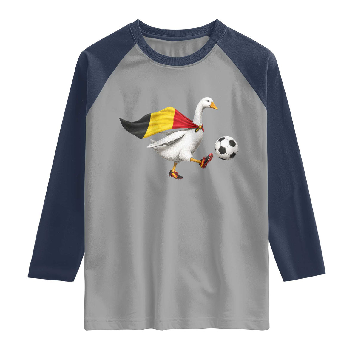 Belgium Soccer Goose Raglan Shirt Belgian Flag Patriotic Football Fan Graphic
