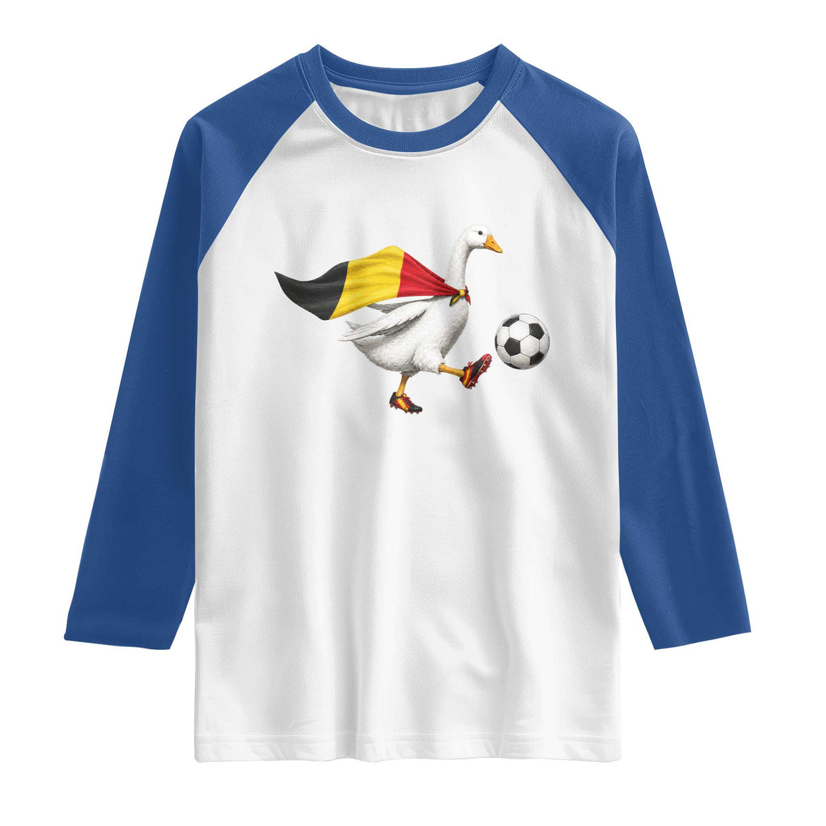 Belgium Soccer Goose Raglan Shirt Belgian Flag Patriotic Football Fan Graphic