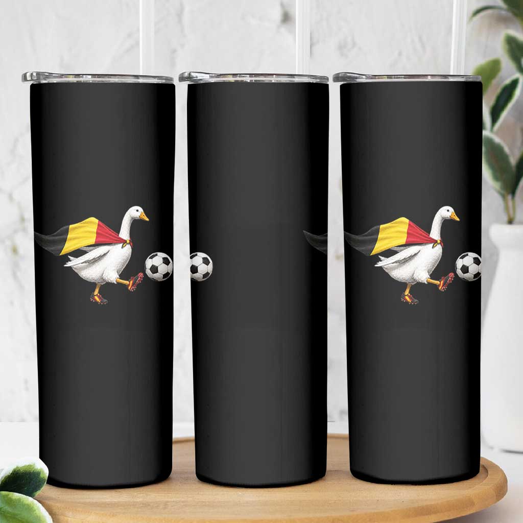 Belgium Soccer Goose Skinny Tumbler Belgian Flag Patriotic Football Fan Graphic