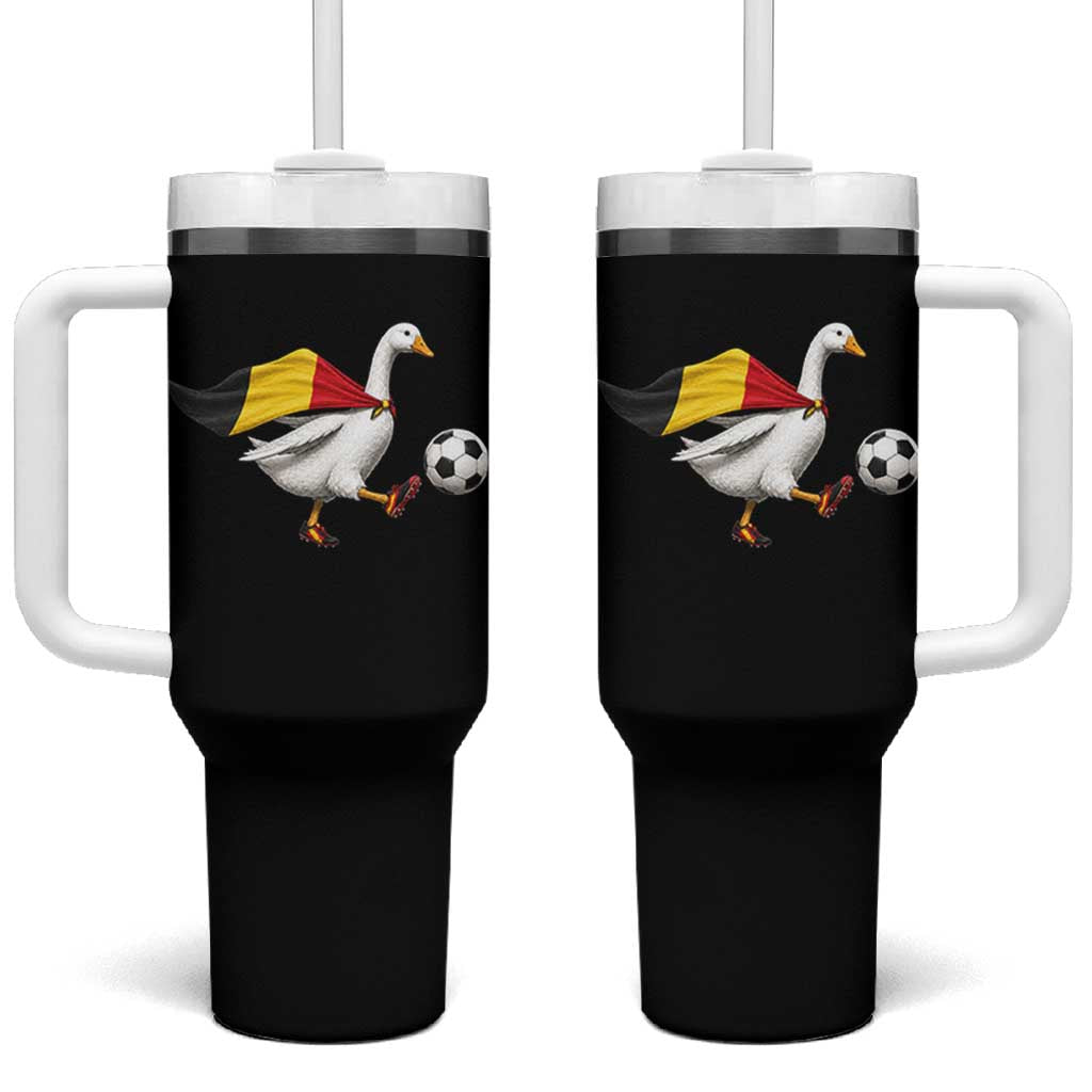 Belgium Soccer Goose Tumbler With Handle Belgian Flag Patriotic Football Fan Graphic