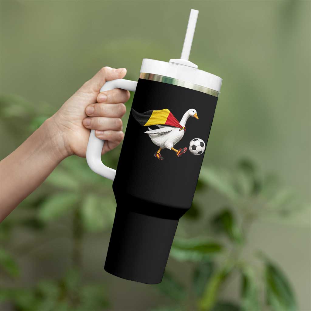 Belgium Soccer Goose Tumbler With Handle Belgian Flag Patriotic Football Fan Graphic