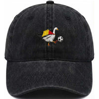 Belgium Soccer Goose Washed Cotton Baseball Cap Belgian Flag Patriotic Football Fan Graphic
