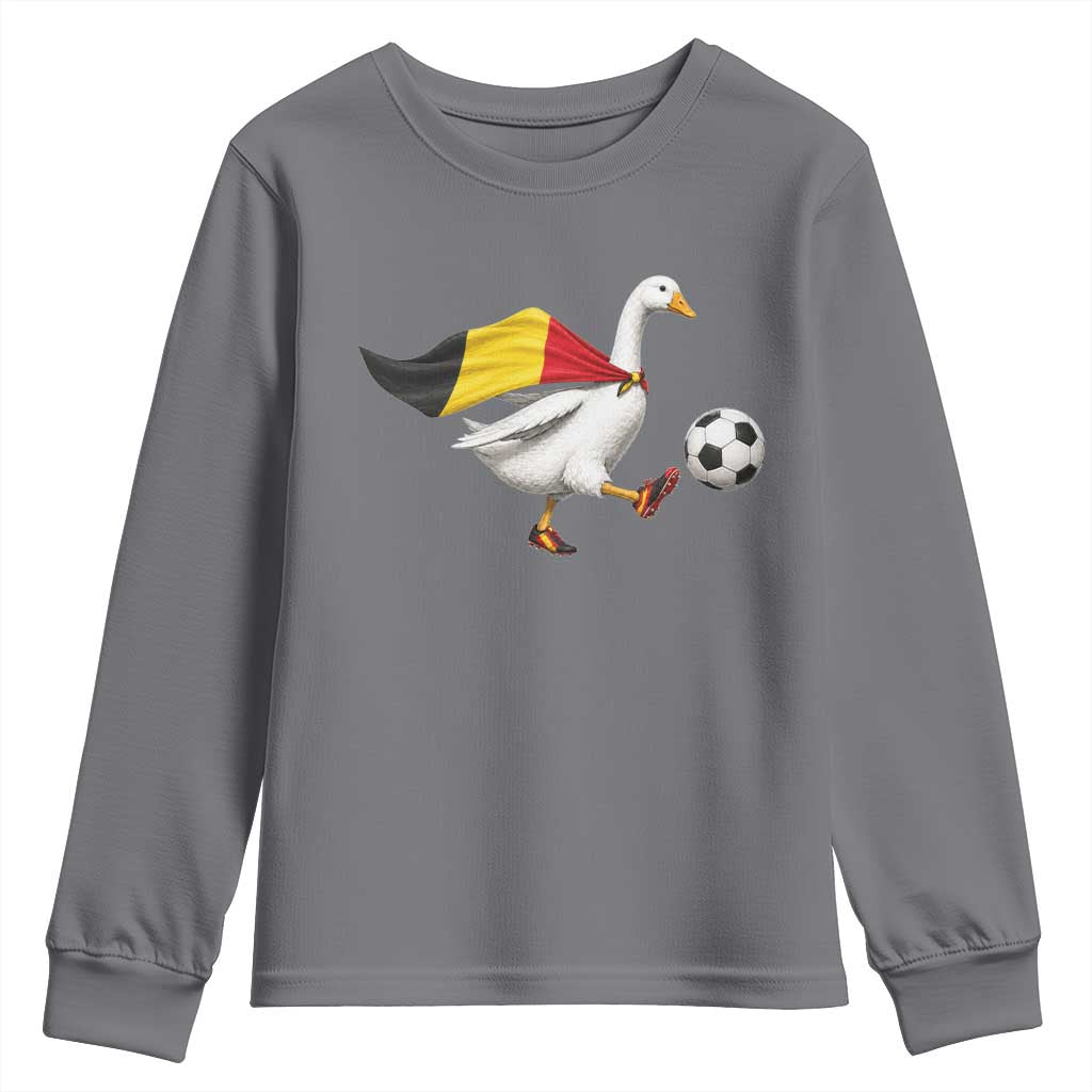 Belgium Soccer Goose Youth Sweatshirt Belgian Flag Patriotic Football Fan Graphic