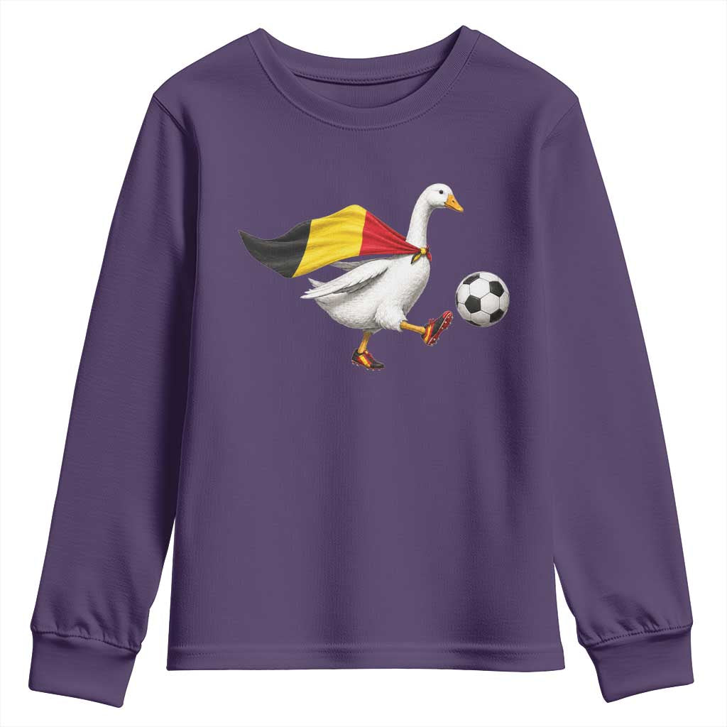 Belgium Soccer Goose Youth Sweatshirt Belgian Flag Patriotic Football Fan Graphic