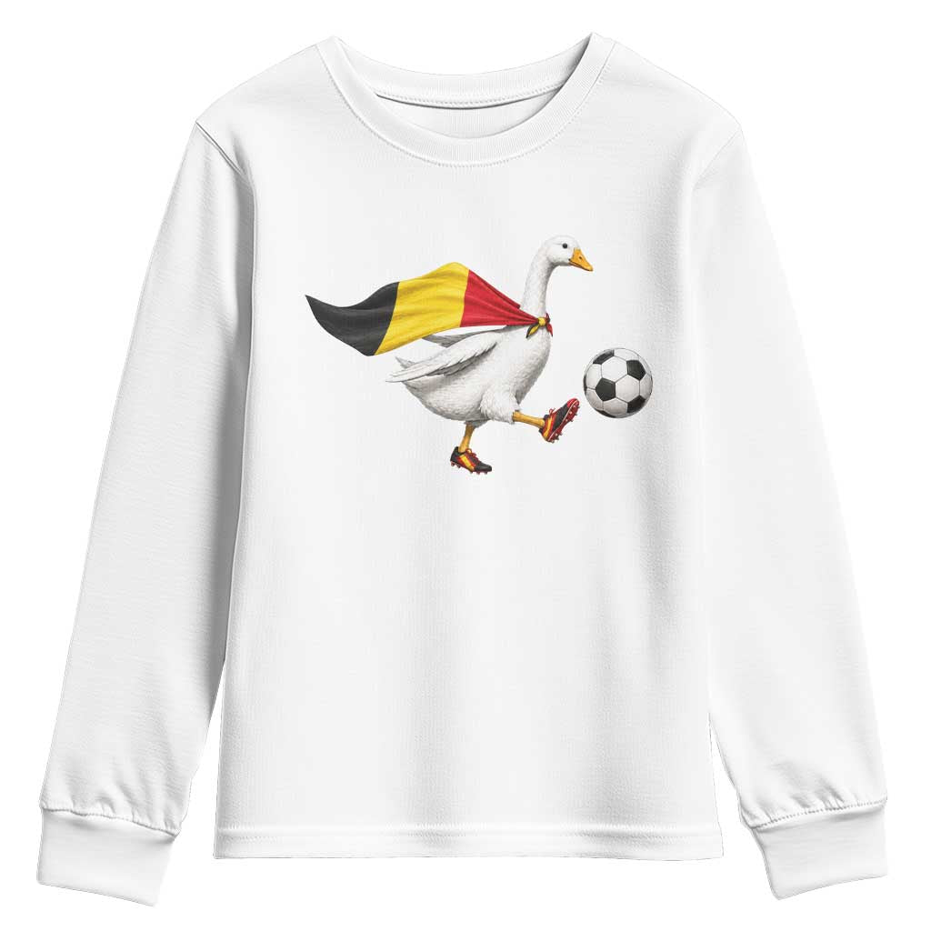 Belgium Soccer Goose Youth Sweatshirt Belgian Flag Patriotic Football Fan Graphic