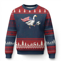 USA Soccer Goose Ugly Christmas Sweater American Flag Patriotic Football Fan Graphic