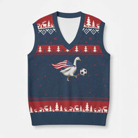 USA Soccer Goose V-Neck Knit Sweater Vest American Flag Patriotic Football Fan Graphic